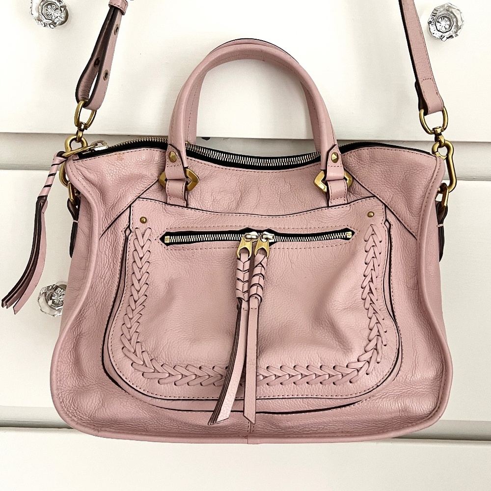 orYANY Sarah Pink Pebbled Leather Satchel Crossbody